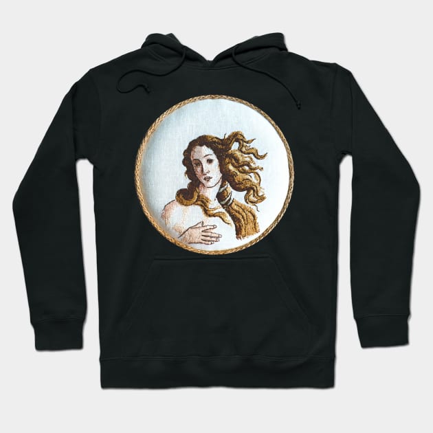 the birth of venus embroidery Sandro Botticelli Hoodie by opptop